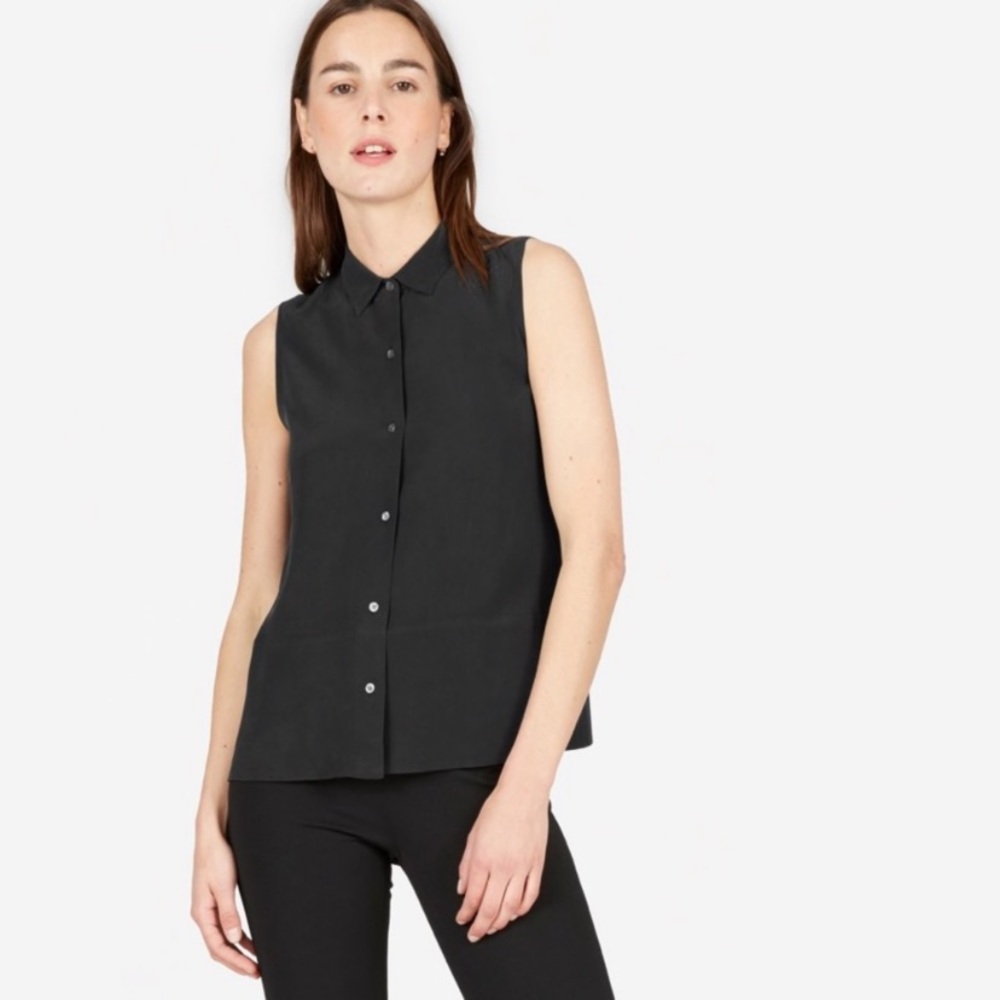 Everlane Sleeveless Silk Square Shirt